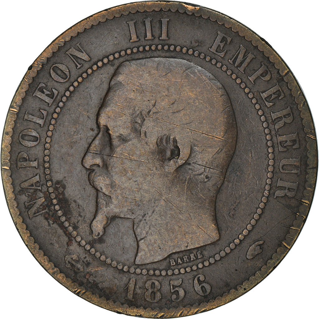 Münze, Frankreich, Napoleon III, 10 Centimes, 1856, Paris, S, Bronze, KM:771.1