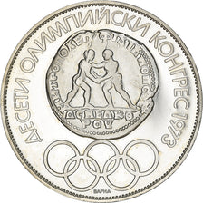 Coin, Bulgaria, 10ème Congrès olympique, 10 Leva, 1975, BE, MS(65-70), Silver
