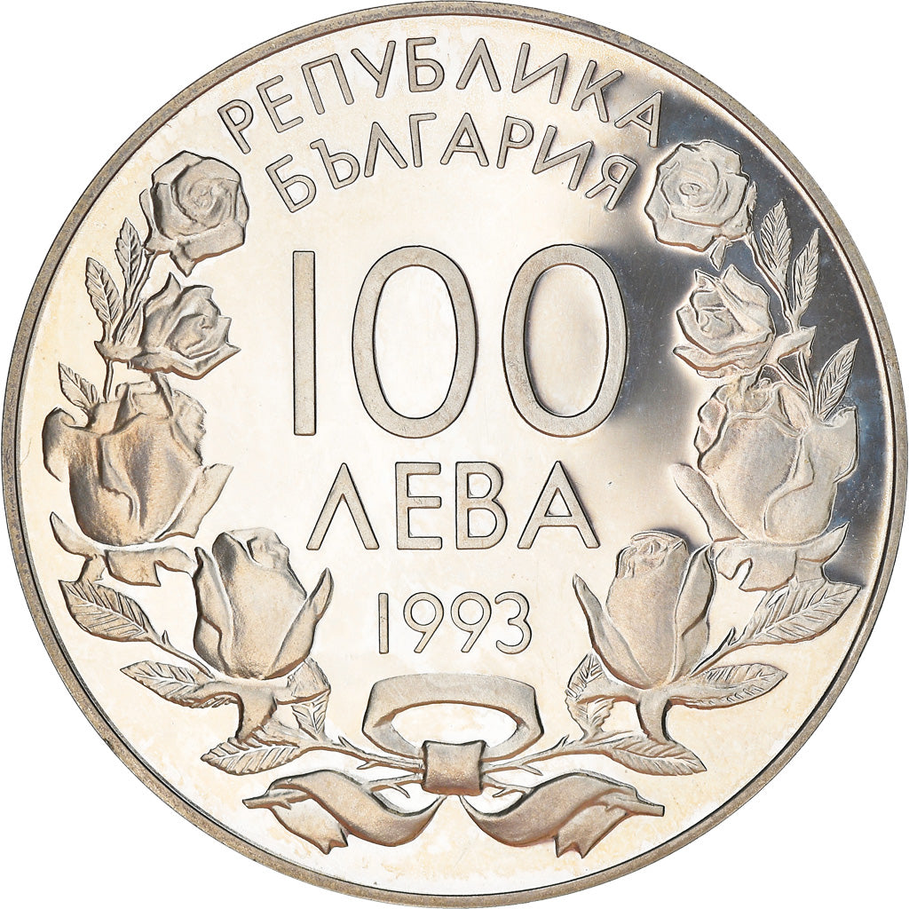 Coin, Bulgaria, Bobsleigh, 100 Leva, 1993, BE, MS(65-70), Silver, KM:209