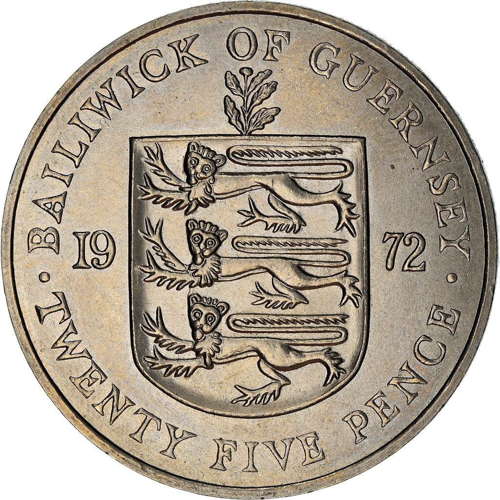 Monnaie, Guernsey, Elizabeth II, 25 Pence, 1972, Guernesey, SUP, Copper-nickel
