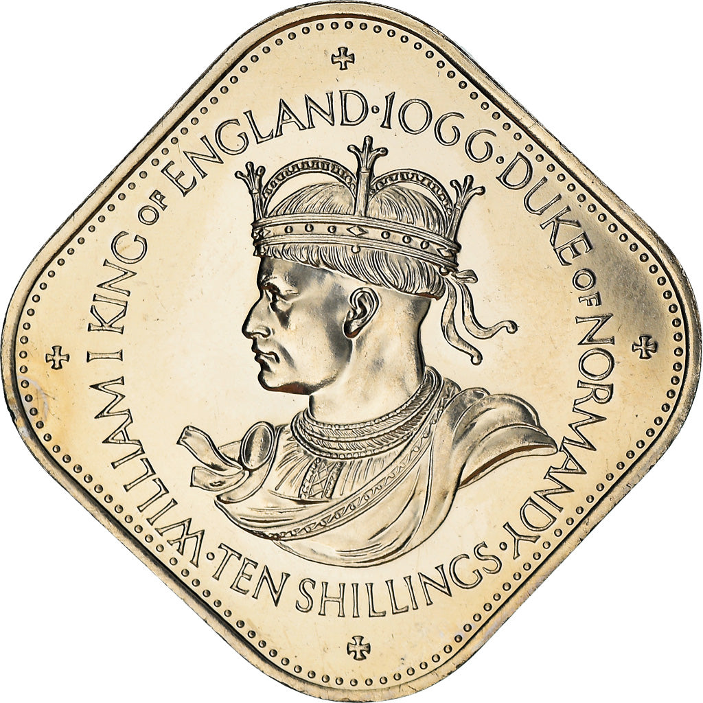 Coin, Guernsey, Elizabeth II, 10 Shilling, 1966, MS(65-70), Copper-nickel, KM:19