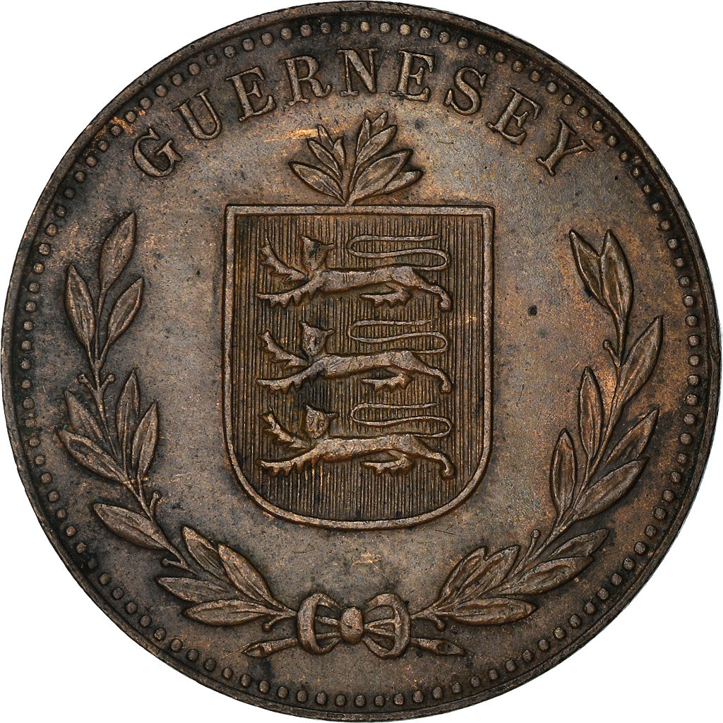 Moneta, Guernsey, 8 Doubles, 1920, Heaton, Birmingham, BB+, Bronzo, KM:14