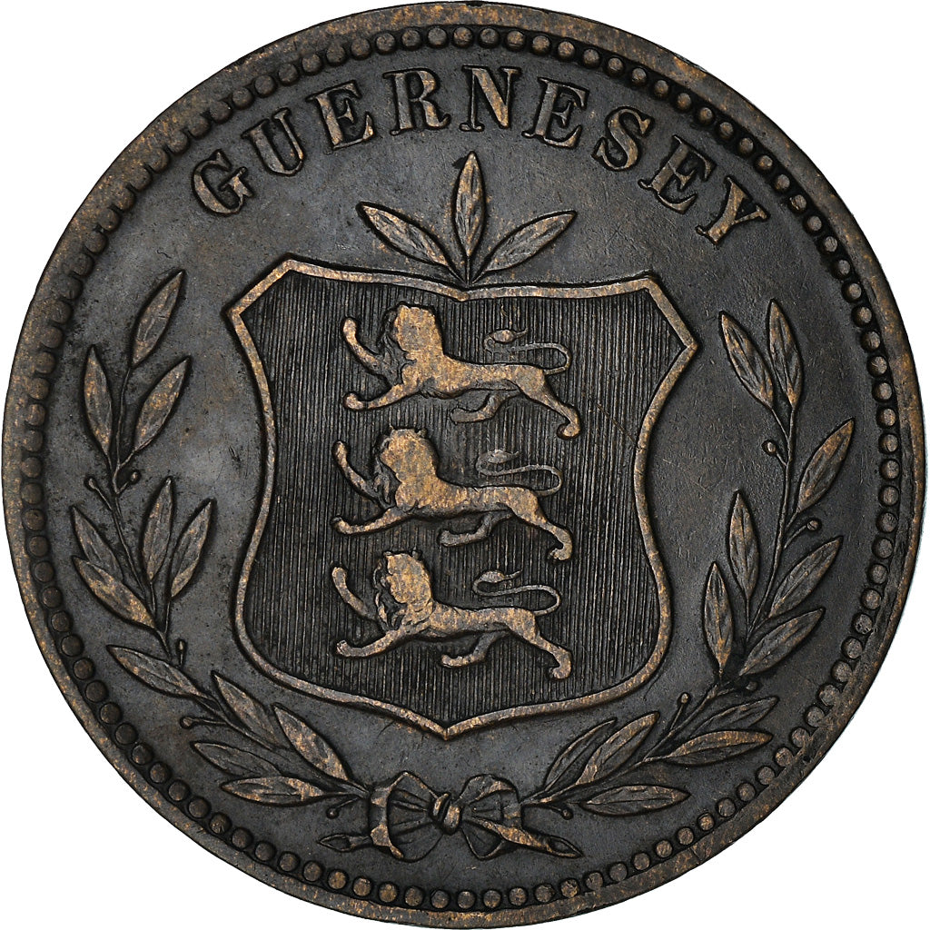 Coin, Guernsey, 8 Doubles, 1902, Heaton, Birmingham, EF(40-45), Bronze, KM:7
