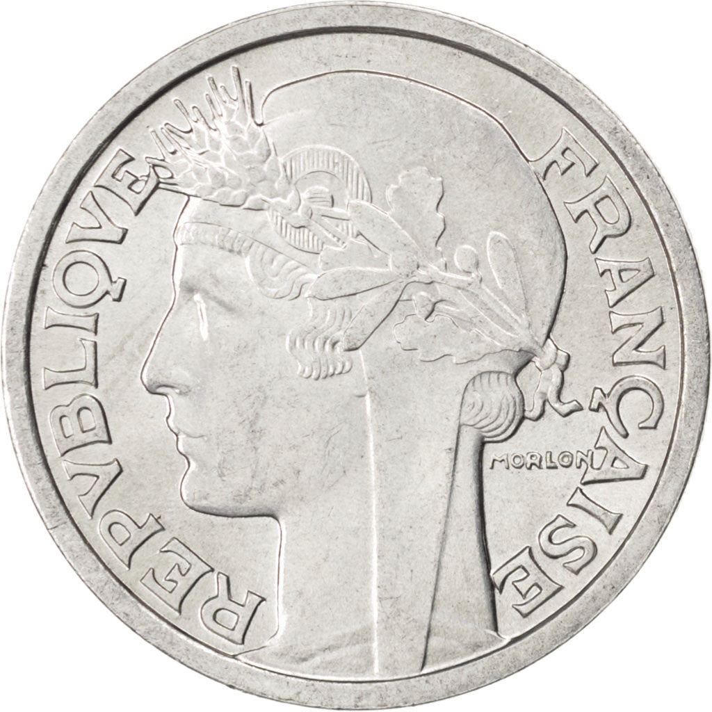 FRANCE, Morlon, 2 Francs, 1959, KM #886a.1, MS(60-62), Aluminum, 27, Gadoury...