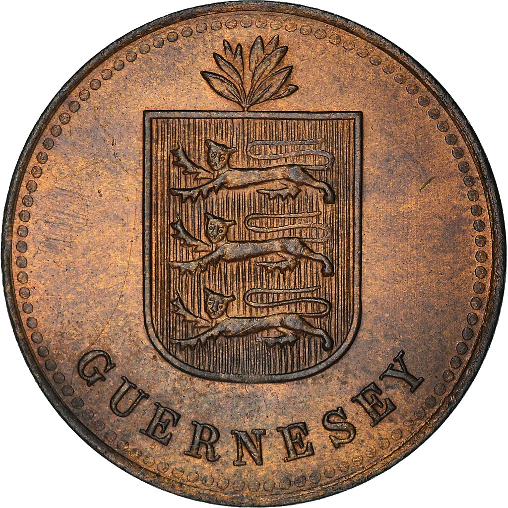 Coin, Guernsey, 4 Doubles, 1920, Heaton, AU(55-58), Bronze, KM:13