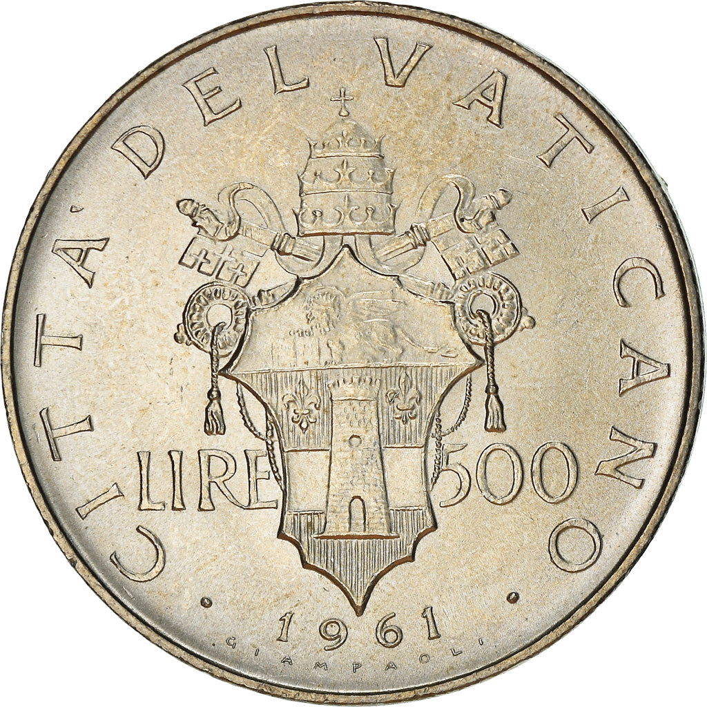 Coin, VATICAN CITY, John XXIII, 500 Lire, 1961, MS(63), Silver, KM:65.2