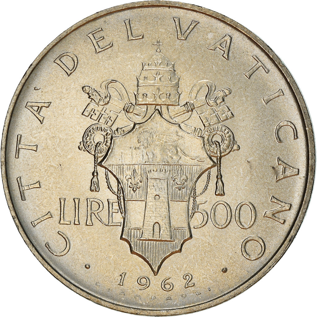 Coin, VATICAN CITY, John XXIII, 500 Lire, 1962, Roma, MS(63), Silver, KM:65.2