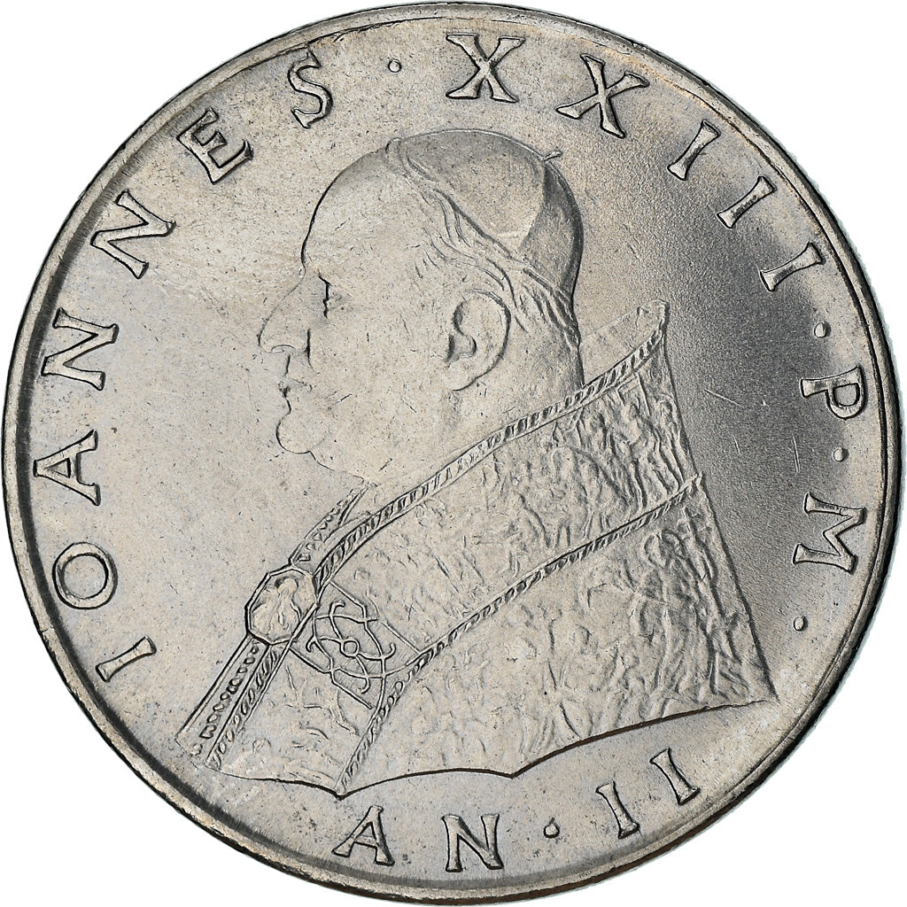 Coin, VATICAN CITY, John XXIII, 100 Lire, 1960, Roma, MS(63), Stainless Steel