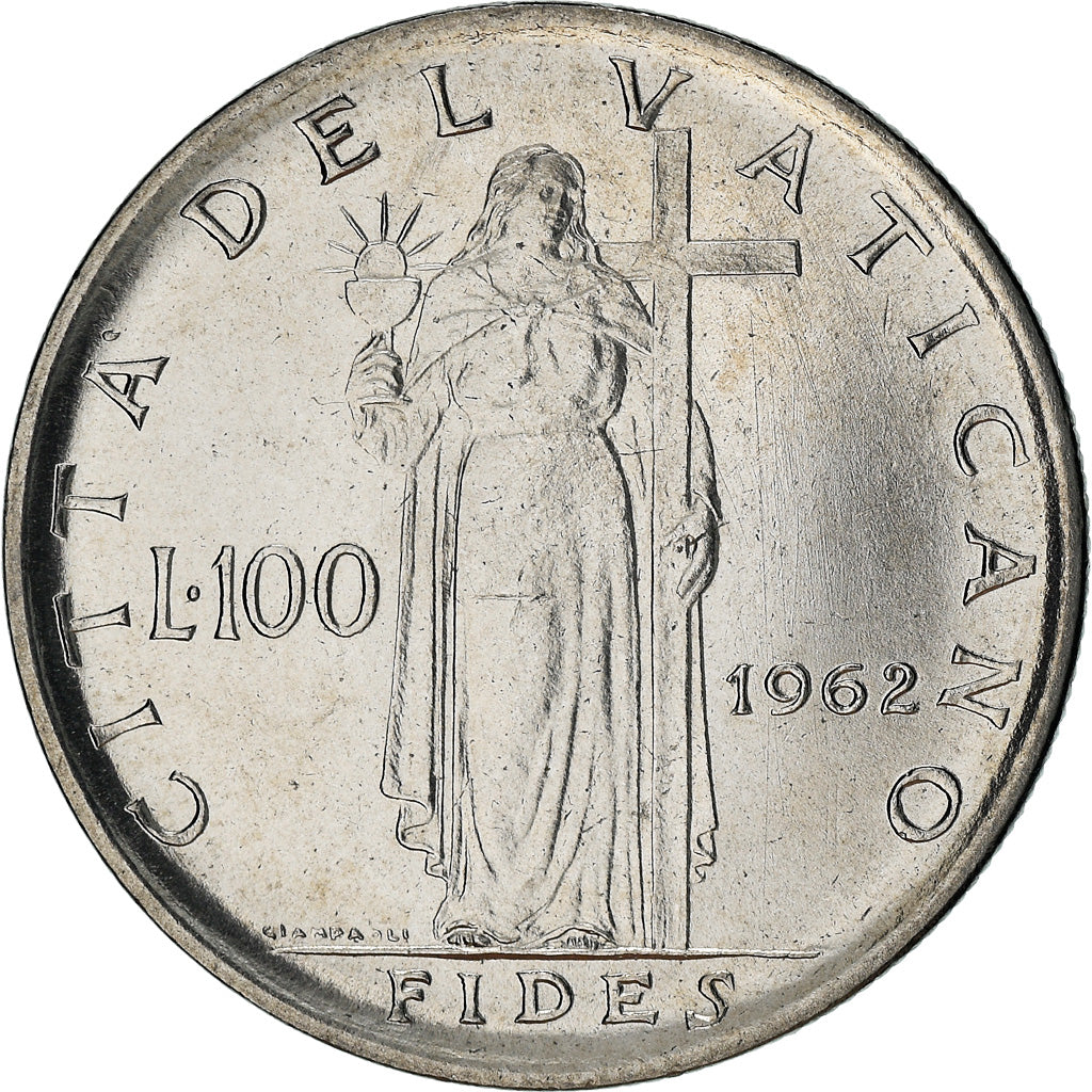 Munten, Vaticaanstad, John XXIII, 100 Lire, 1962, UNC-, Stainless Steel, KM:73