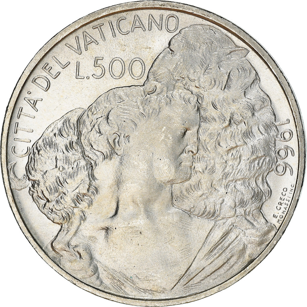 Coin, VATICAN CITY, Paul VI, 500 Lire, 1966, MS(63), Silver, KM:91