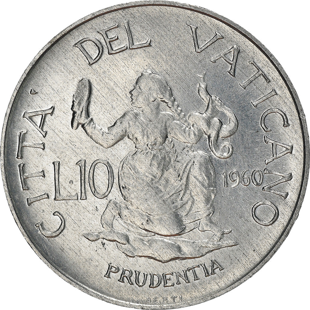 Coin, VATICAN CITY, John XXIII, 10 Lire, 1960, MS(63), Aluminum, KM:61.2