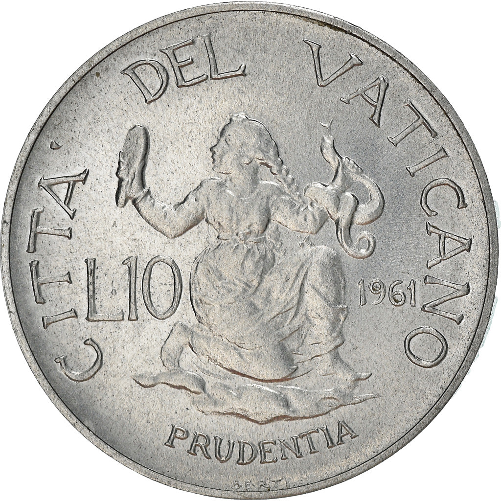 Coin, VATICAN CITY, John XXIII, 10 Lire, 1961, MS(63), Aluminum, KM:61.2