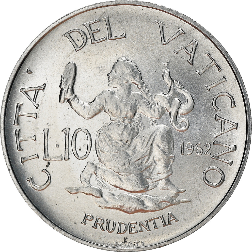 Coin, VATICAN CITY, John XXIII, 10 Lire, 1962, MS(64), Aluminum, KM:70