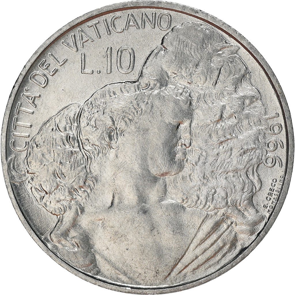 Monnaie, Cité du Vatican, Paul VI, 10 Lire, 1966, SPL, Aluminium, KM:87