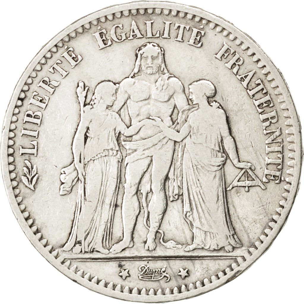 FRANCE, Hercule, 5 Francs, 1878, Bordeaux, KM #820.2, VF(30-35), Silver,...