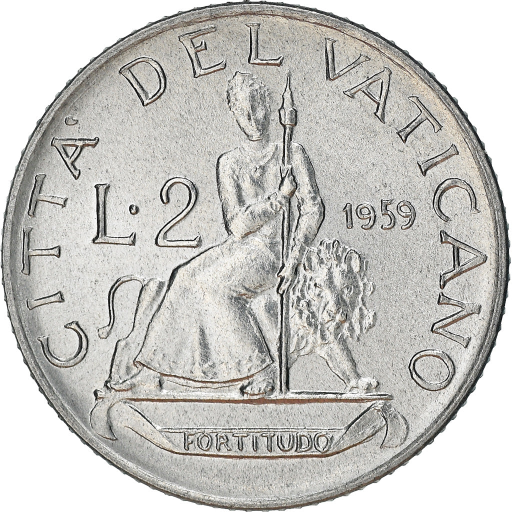 Coin, VATICAN CITY, John XXIII, 2 Lire, 1959, MS(63), Aluminum, KM:59.1