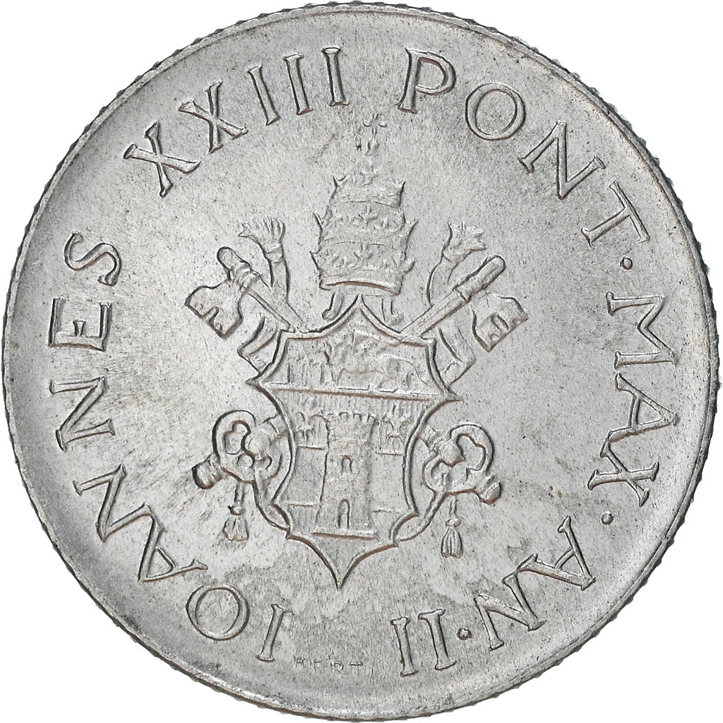 Coin, VATICAN CITY, John XXIII, 2 Lire, 1960, MS(63), Aluminum, KM:59.1