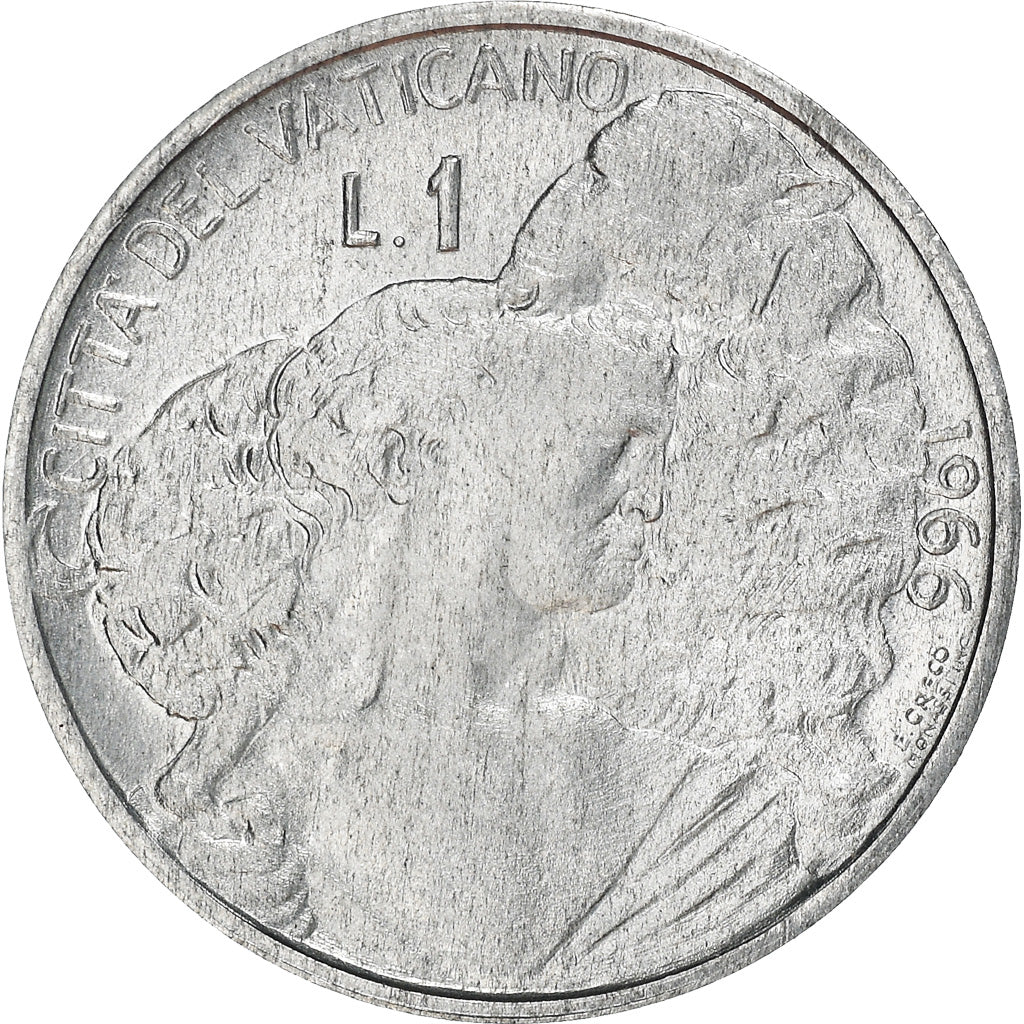 Coin, VATICAN CITY, Paul VI, Lira, 1966, MS(63), Aluminum, KM:84