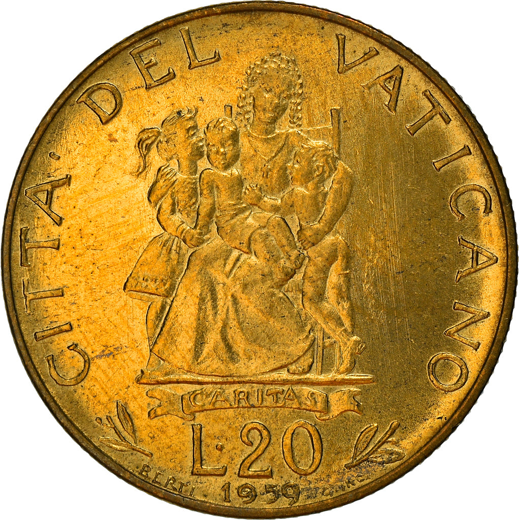 Münze, Vatikanstadt, John XXIII, 20 Lire, 1959, Roma, SS, Aluminum-Bronze