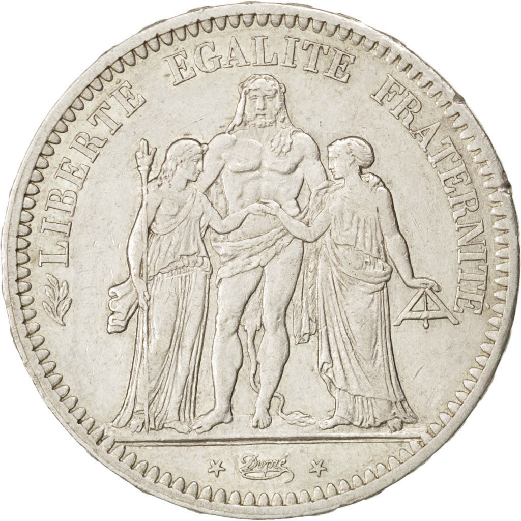 FRANCE, Hercule, 5 Francs, 1848, Paris, KM #756.1, EF(40-45), Silver, Gadoury...