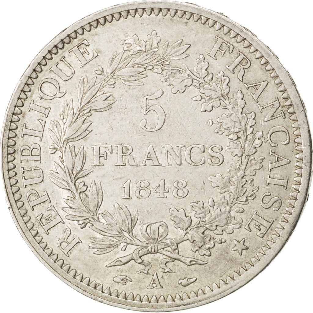 FRANCE, Hercule, 5 Francs, 1848, Paris, KM #756.1, EF(40-45), Silver, Gadoury...