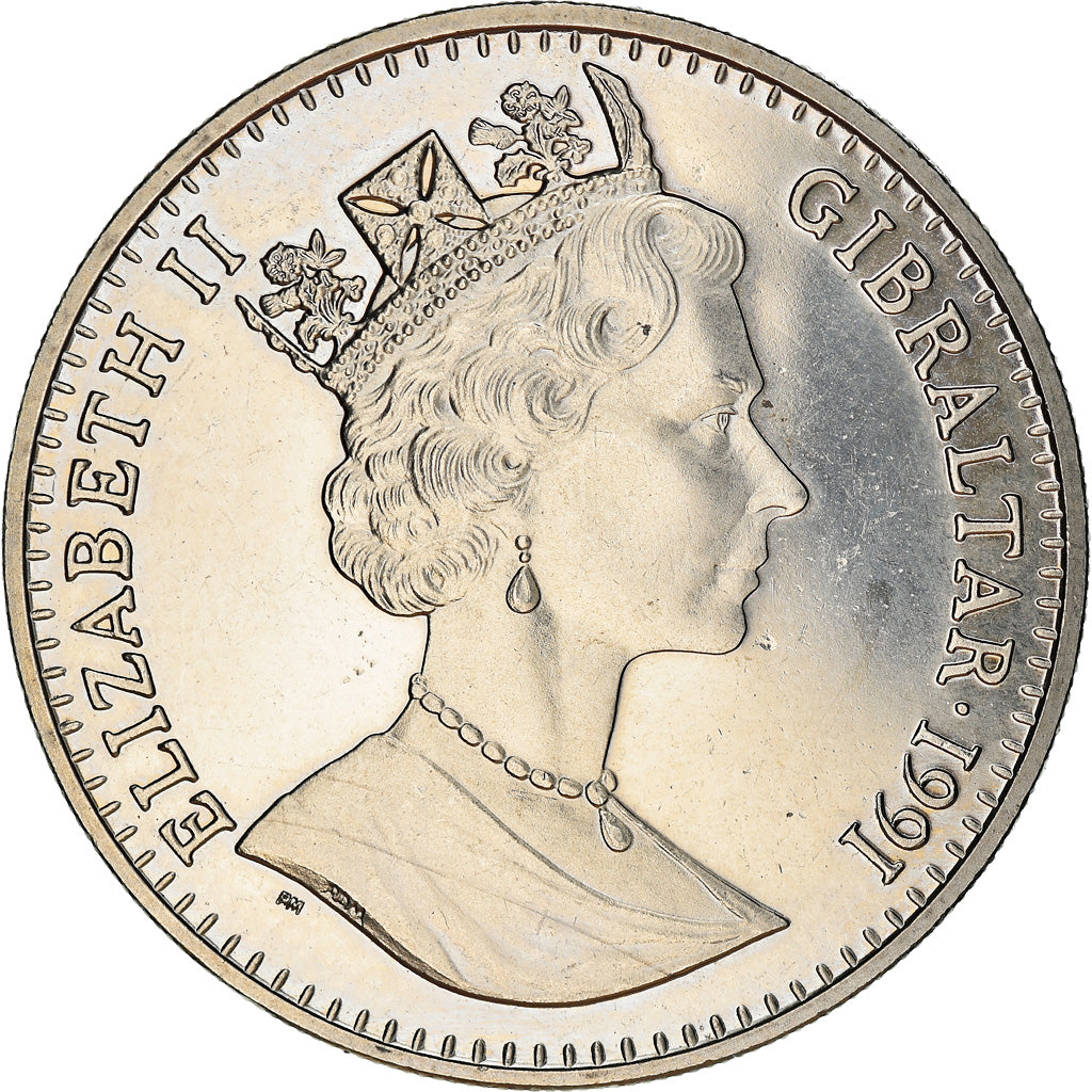 Monnaie, Gibraltar, Elizabeth II, Crown, 1991, SUP, Copper-nickel, KM:68
