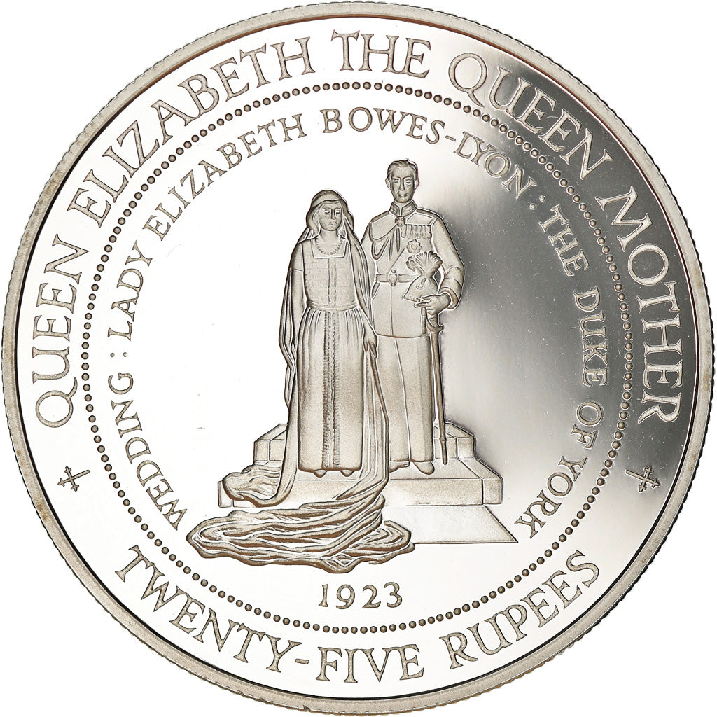 Coin, Seychelles, Queen Mother, 25 Rupees, 1994, BE, MS(65-70), Silver, KM:79