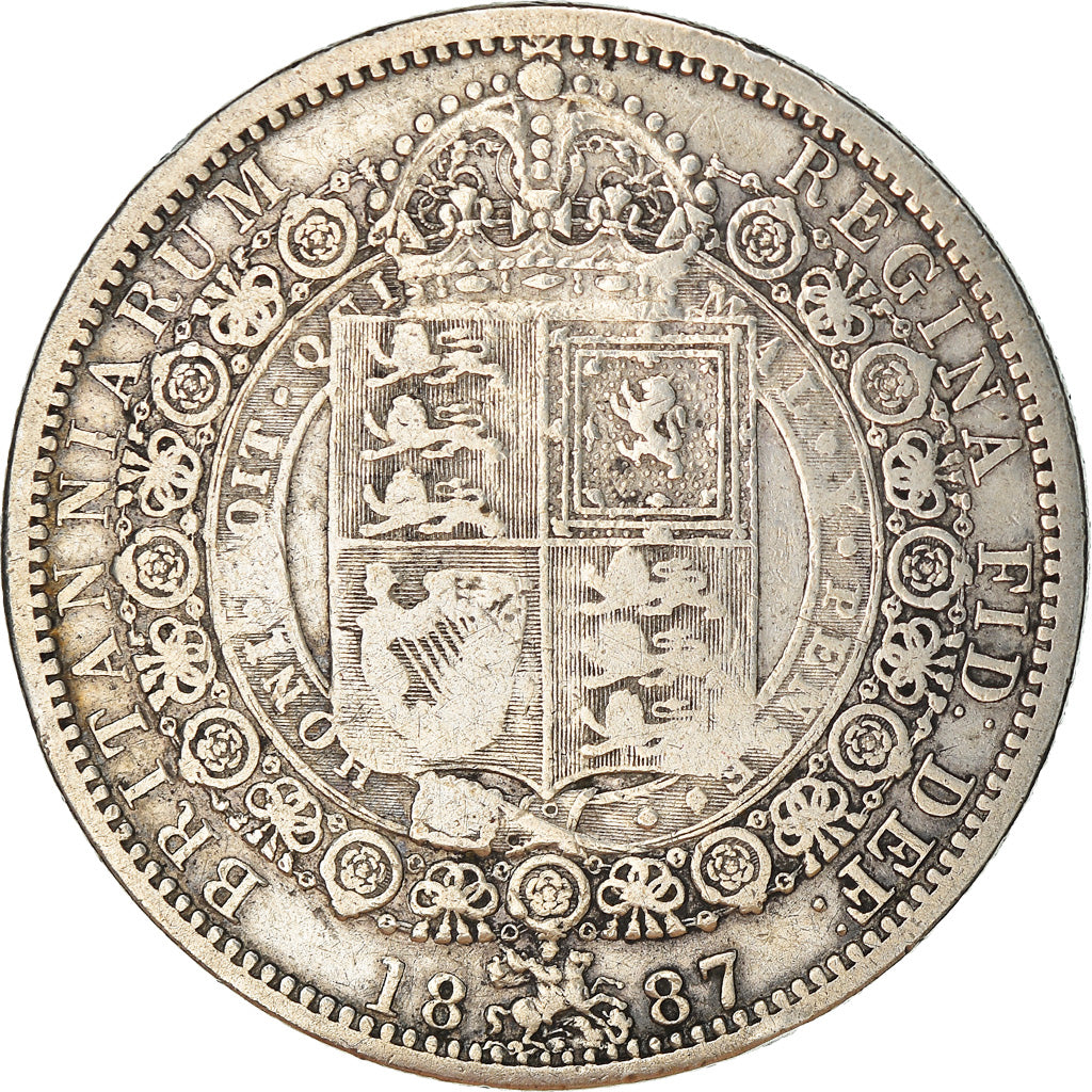 Coin, Great Britain, Victoria, 1/2 Crown, 1887, London, VF(20-25), Silver