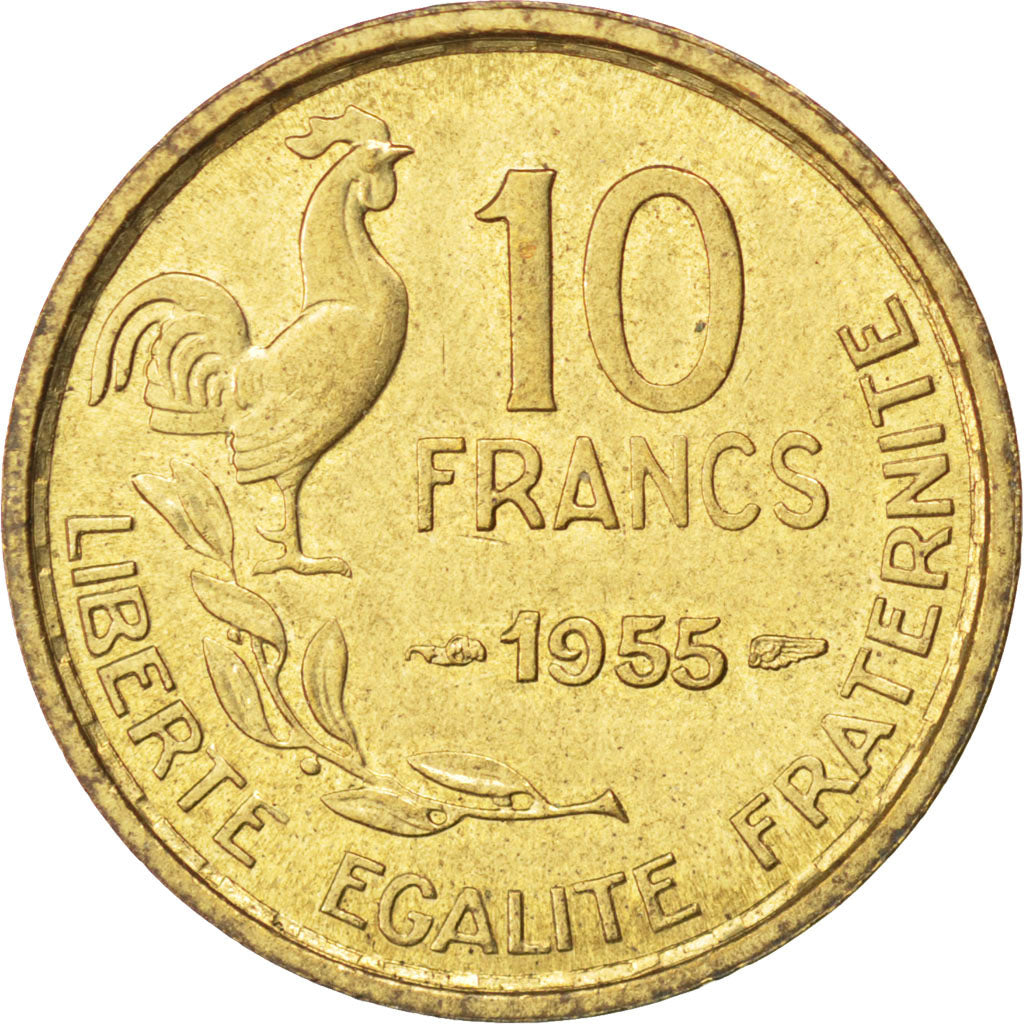 FRANCE, Guiraud, 10 Francs, 1955, Paris, KM #915.1, AU(50-53), Aluminum-Bronze,.