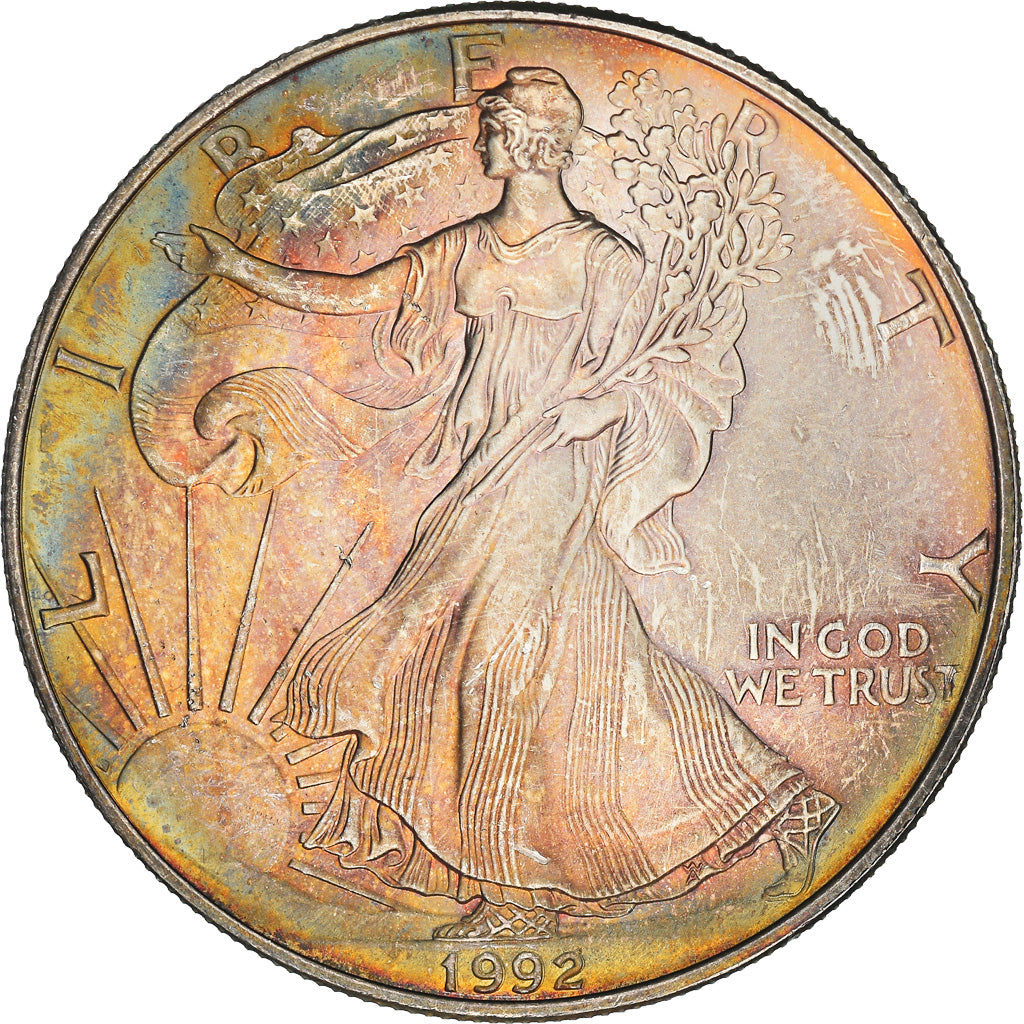 Monnaie, États-Unis, Dollar, 1992, U.S. Mint, Philadelphie, TTB+, Argent