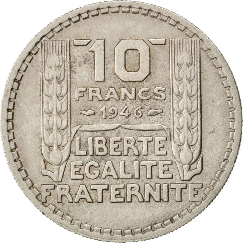 FRANCE, Turin, 10 Francs, 1946, KM #908.1, EF(40-45), Copper-Nickel, 26,...