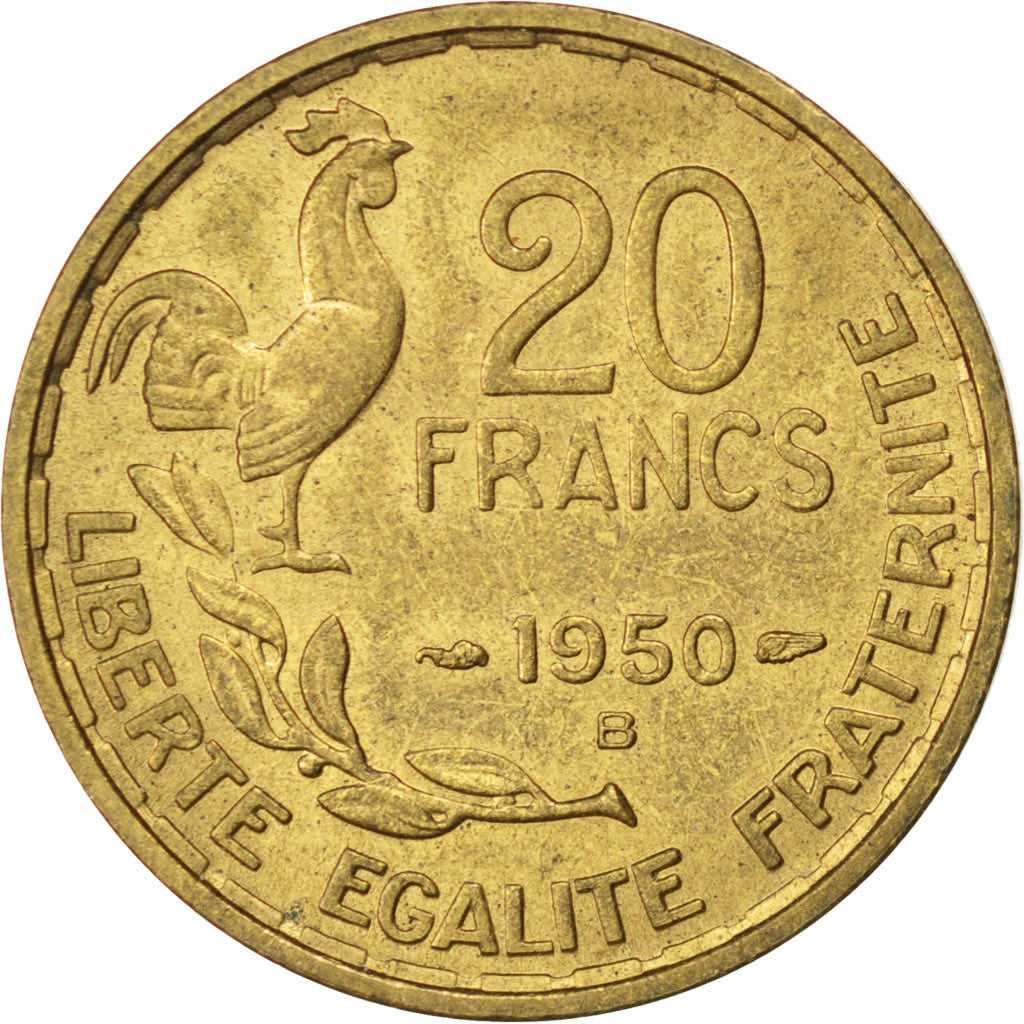 FRANCE, Guiraud, 20 Francs, 1950, Beaumont - Le Roger, KM #917.2, AU(50-53),...