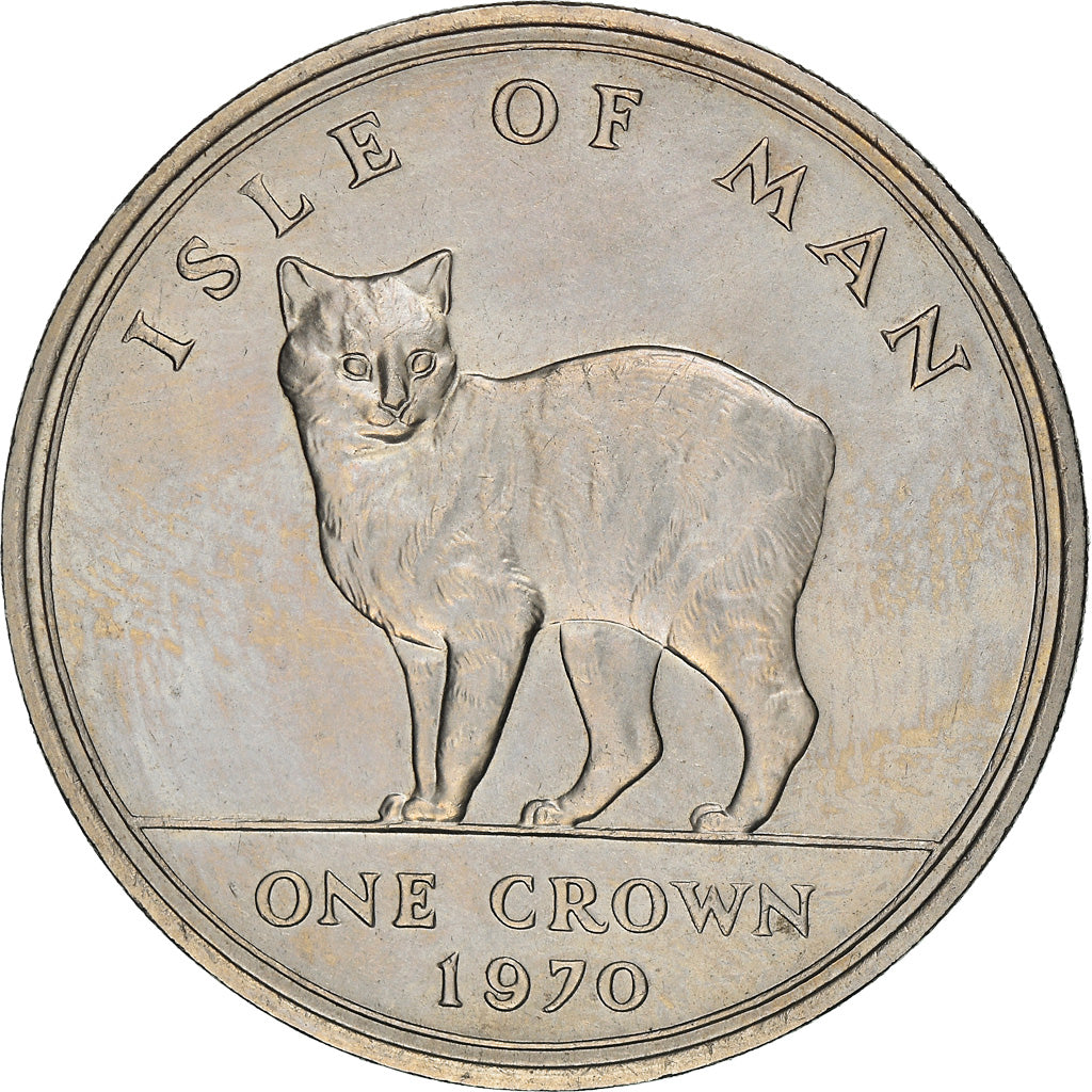 Coin, Isle of Man, Manx Cat, Crown, 1970, MS(63), Copper-nickel, KM:18