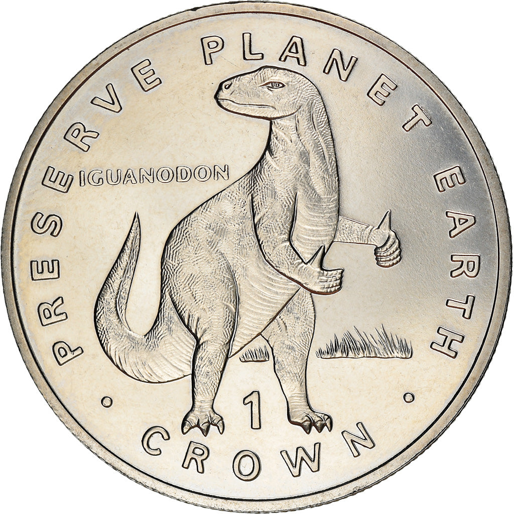 Coin, Isle of Man, Iguanodon, Crown, 1993, BE, MS(63), Copper-nickel, KM:358