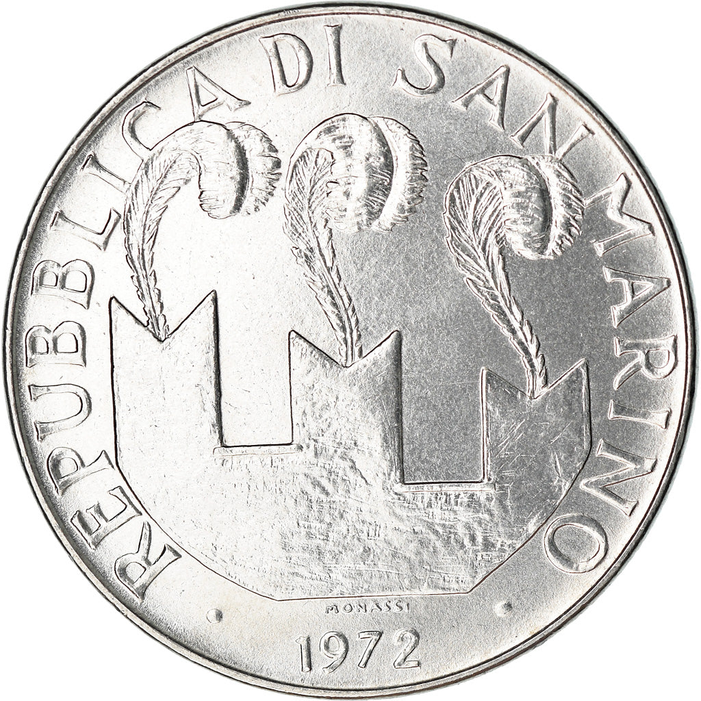 Moneda, San Marino, 100 Lire, 1972, Rome, MBC+, Acero, KM:20