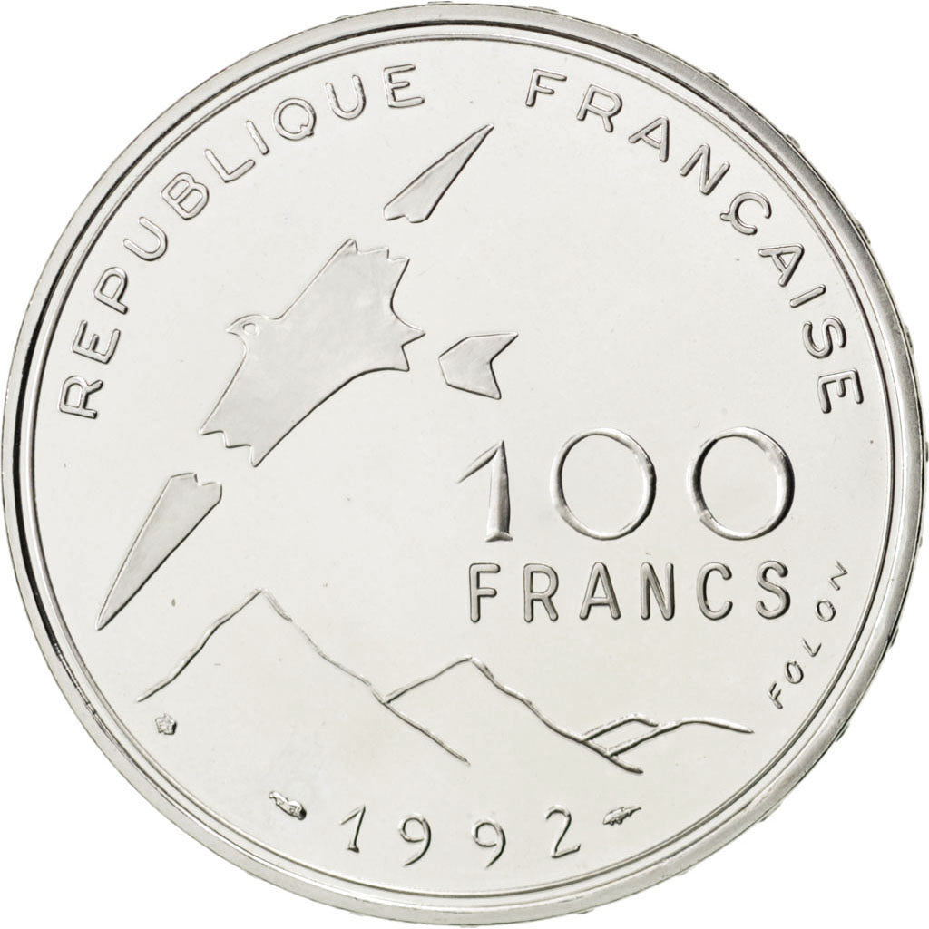 FRANCE, 100 Francs, 1992, KM #1009, AU(55-58), Silver, 22.27