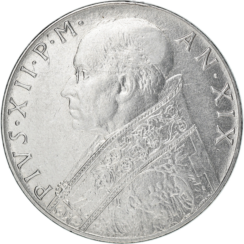 Münze, Vatikanstadt, Pius XII, 100 Lire, 1957, SS, Stainless Steel, KM:55