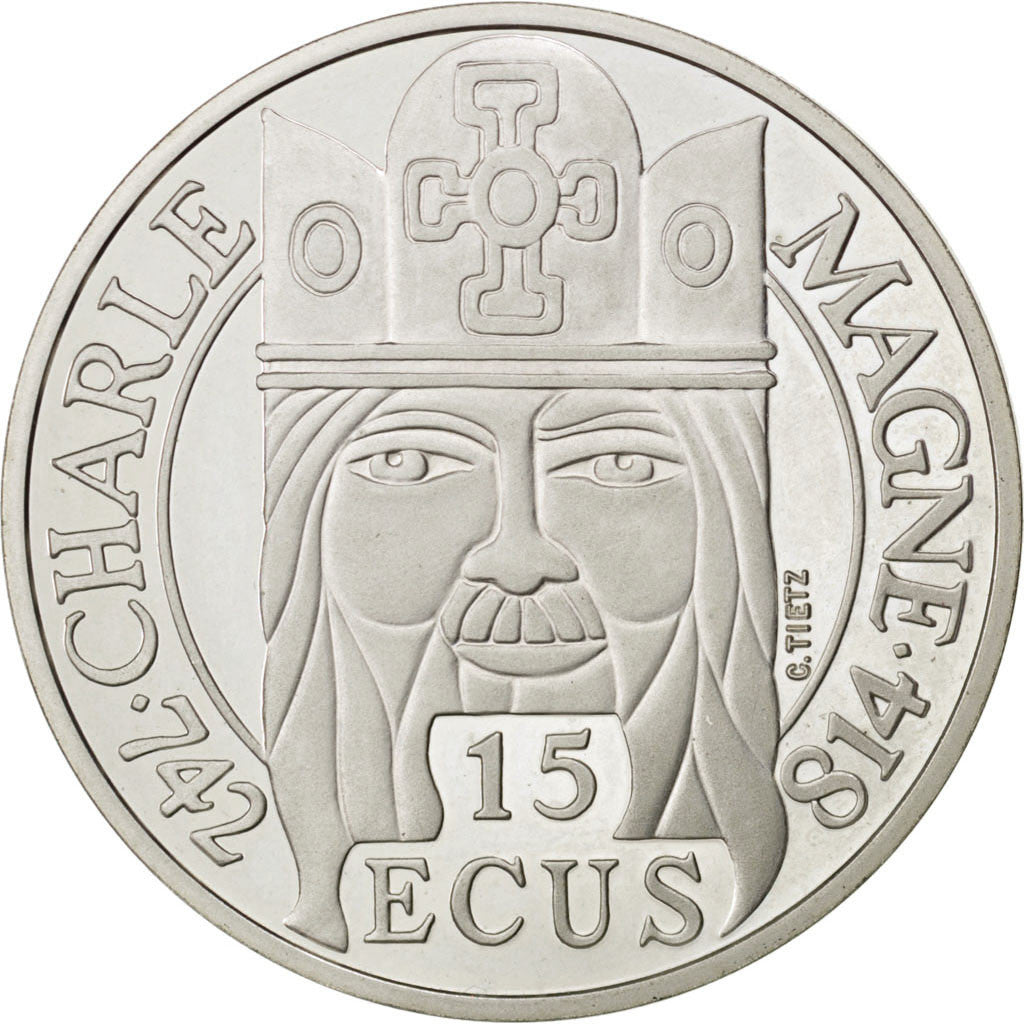FRANCE, 100 Francs-15 Ecus, 1990, KM #989, AU(55-58), Silver, 22.22