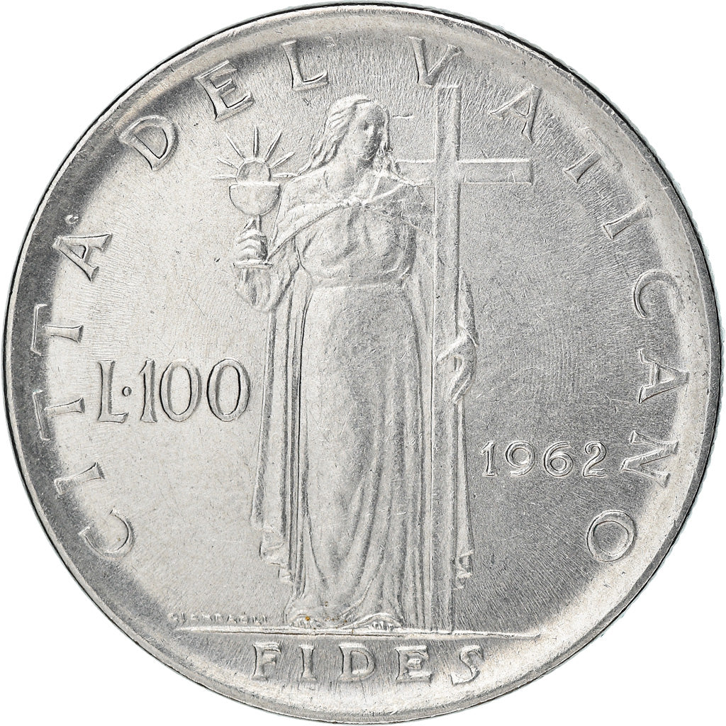 Münze, Vatikanstadt, John XXIII, 100 Lire, 1962, UNZ, Stainless Steel, KM:73