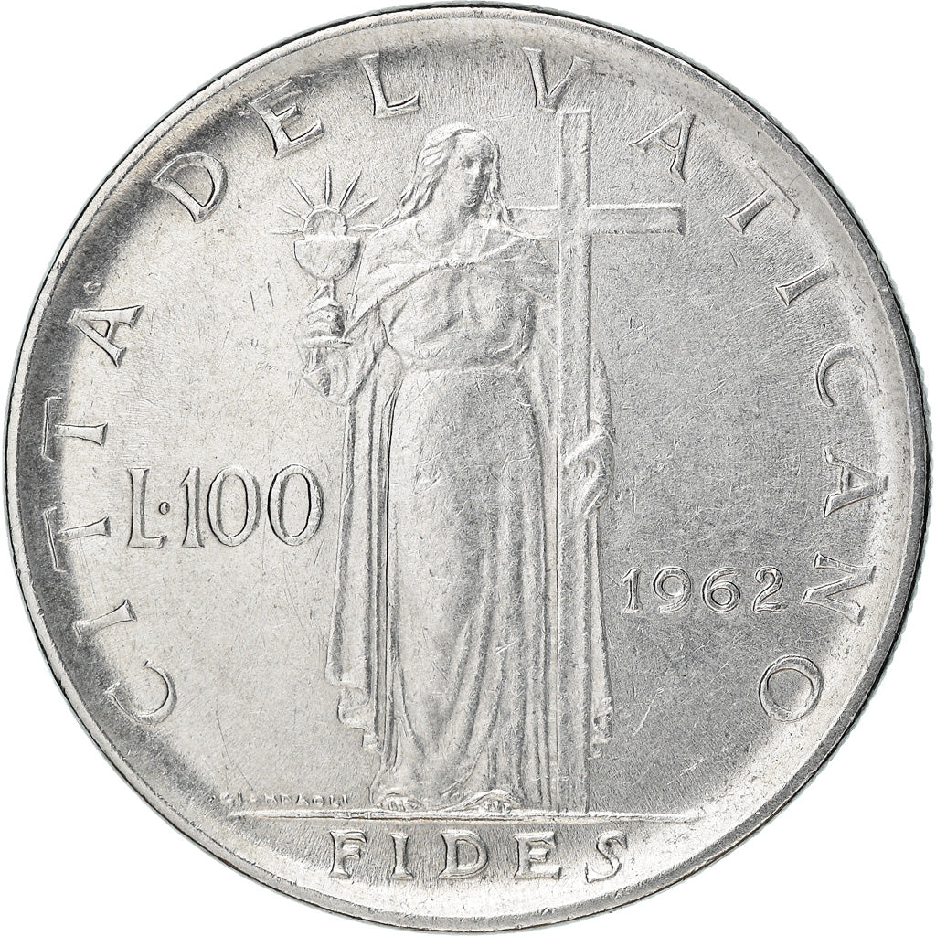 Moeda, CIDADE DO VATICANO, John XXIII, 100 Lire, 1962, AU(50-53), Aço