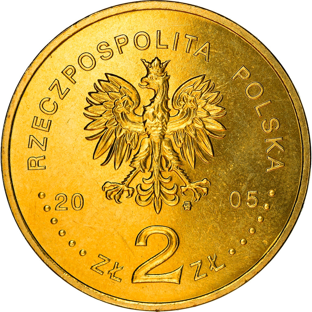 Moeda, Polónia, 2 Zlote, 2005, Warsaw, MS(63), Latão, KM:608