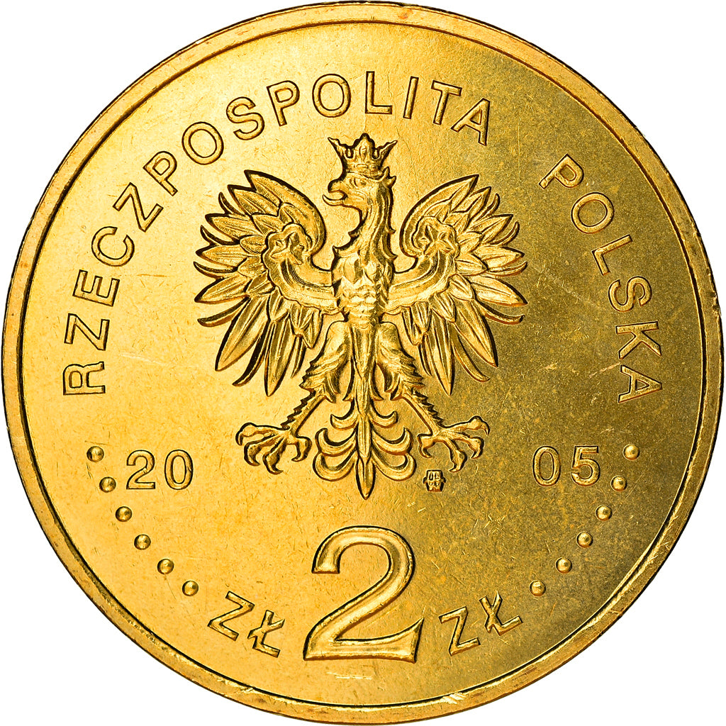 Moneda, Polonia, 2 Zlote, 2005, Warsaw, MBC+, Latón, KM:608