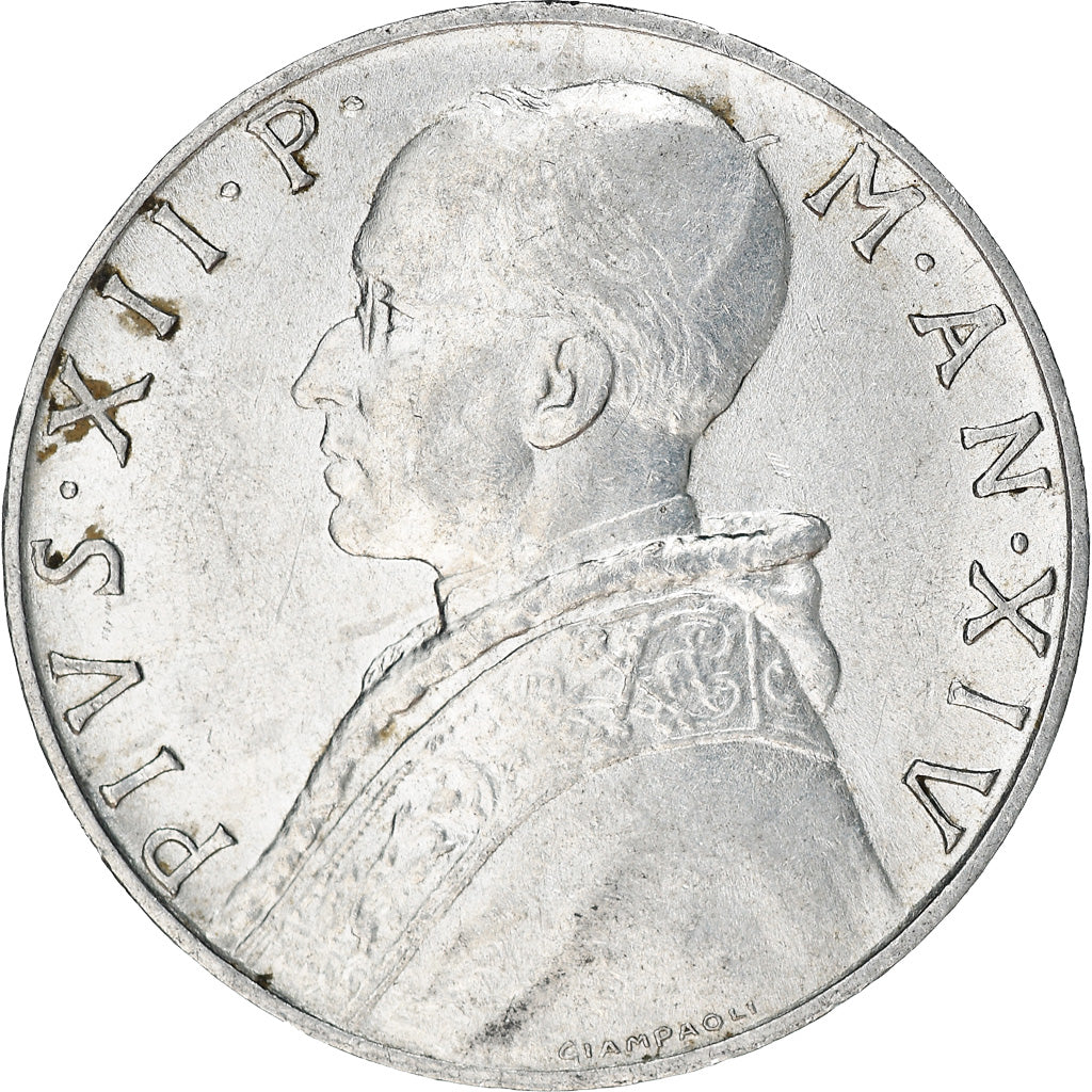 Moneda, CIUDAD DEL VATICANO, Pius XII, 10 Lire, 1952, Roma, MBC+, Aluminio