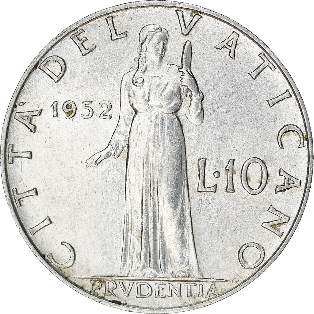 Moneda, CIUDAD DEL VATICANO, Pius XII, 10 Lire, 1952, Roma, MBC+, Aluminio