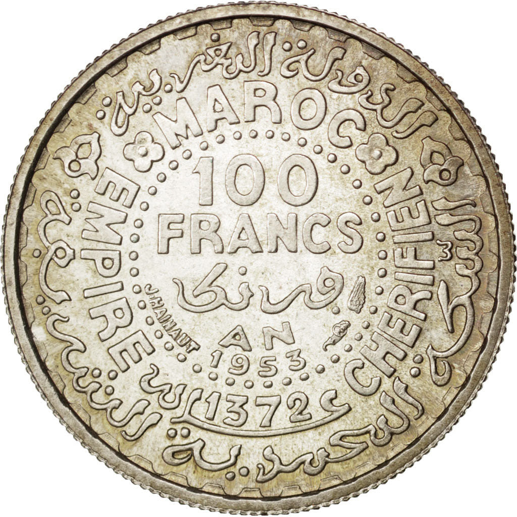 Marocco, 100 Francs, 1953, Paris, SPL, Argento, KM:E44, Lecompte:287