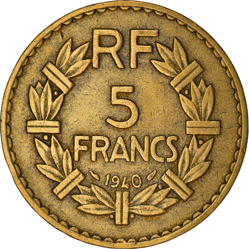 Coin, France, Lavrillier, 5 Francs, 1940, Paris, EF(40-45), Aluminum-Bronze