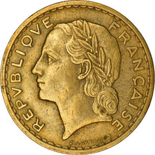 Moneda, Francia, Lavrillier, 5 Francs, 1940, Paris, MBC, Aluminio - bronce