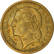 Moneda, Francia, Lavrillier, 5 Francs, 1945, Paris, BC+, Aluminio - bronce