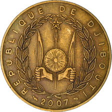 Moeda, Djibuti, 20 Francs, 2007, Paris, EF(40-45), Alumínio-Bronze, KM:24