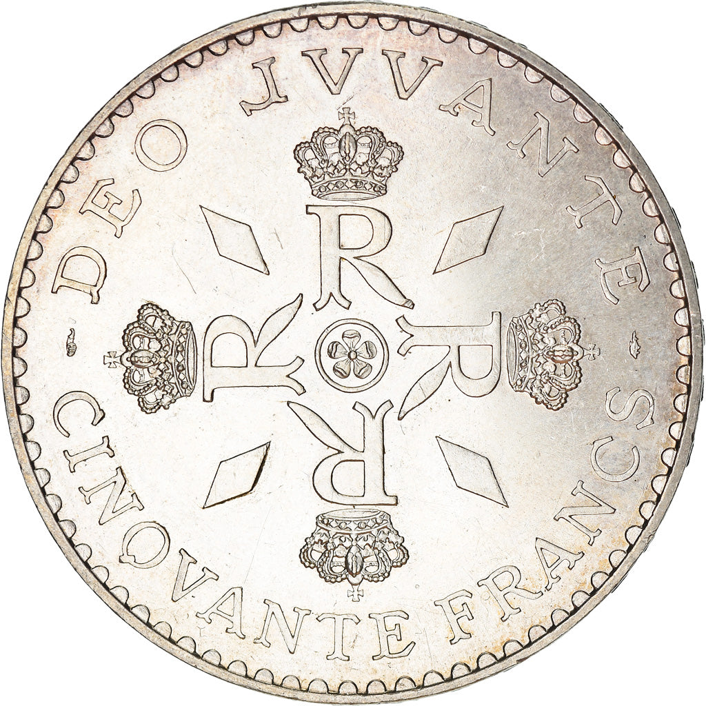 Coin, Monaco, Rainier III, 50 Francs, 1974, EF(40-45), Silver, KM:152.1